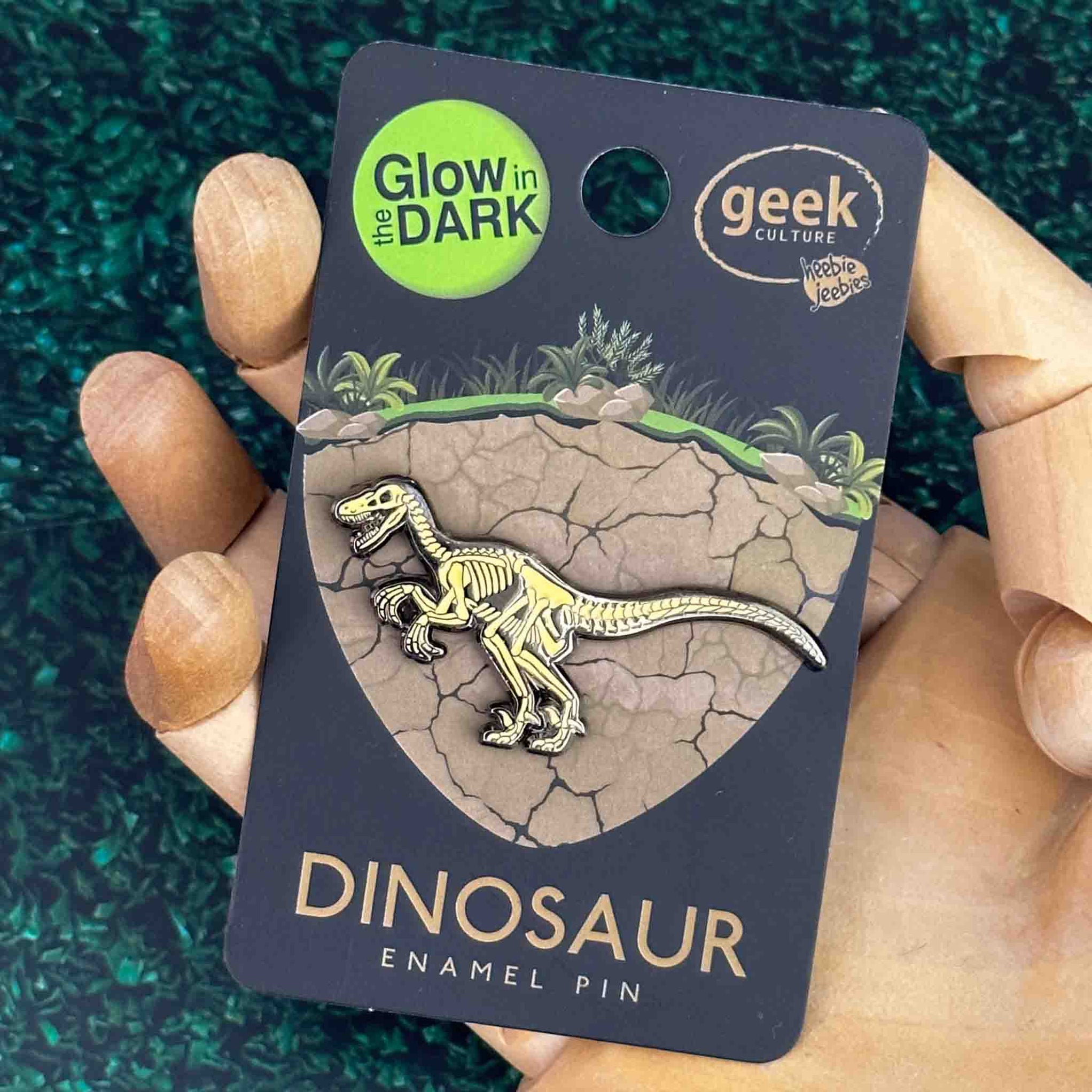 Velociraptor Skeleton Pin — Heebie Jeebies USA